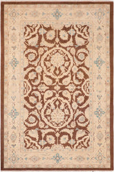 handmade Traditional Kafkaz Brown Tan Hand Knotted RECTANGLE 100% WOOL area rug 6 x 9